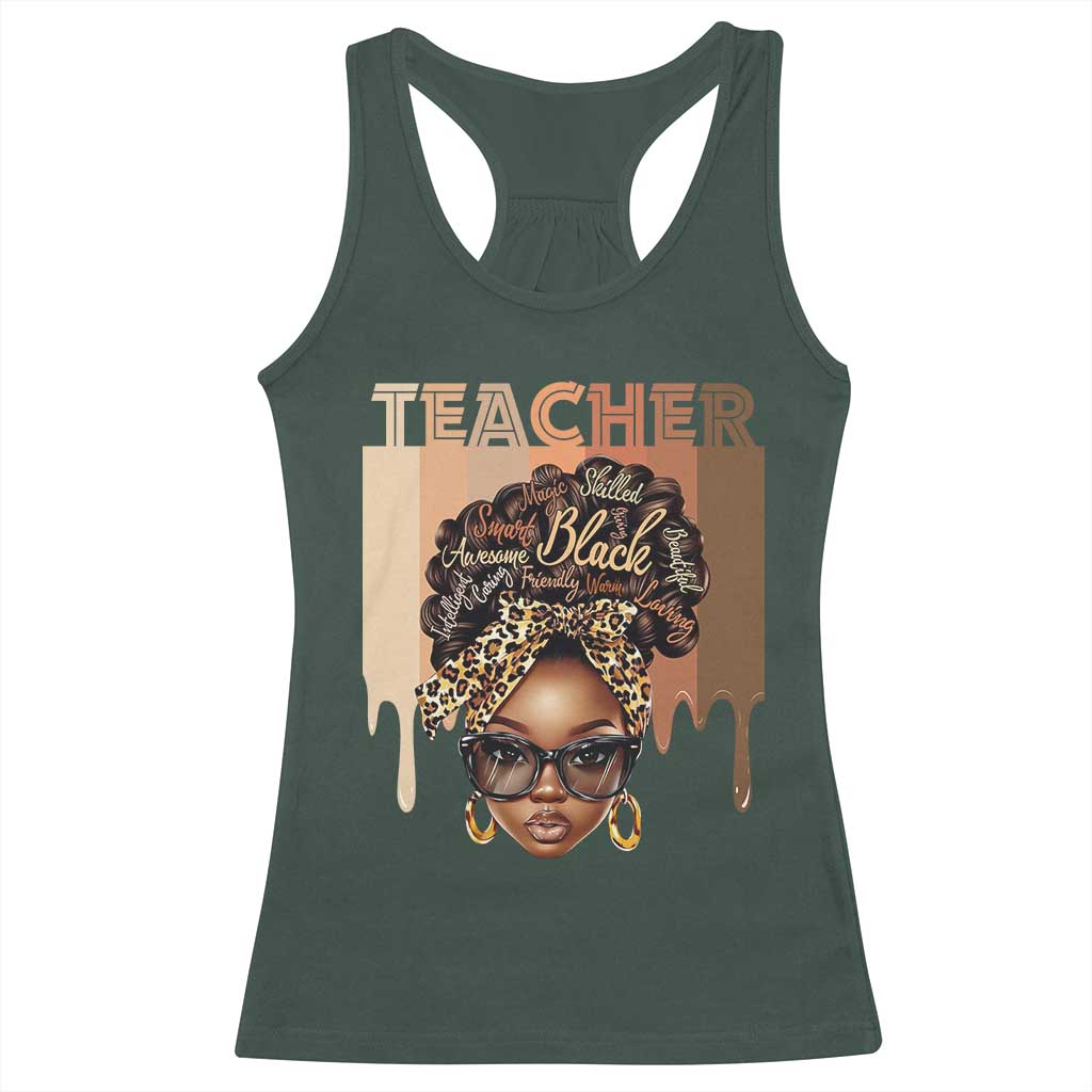 Black Teacher Magic Education Racerback Tank Top History Month Melanin Afro Hair