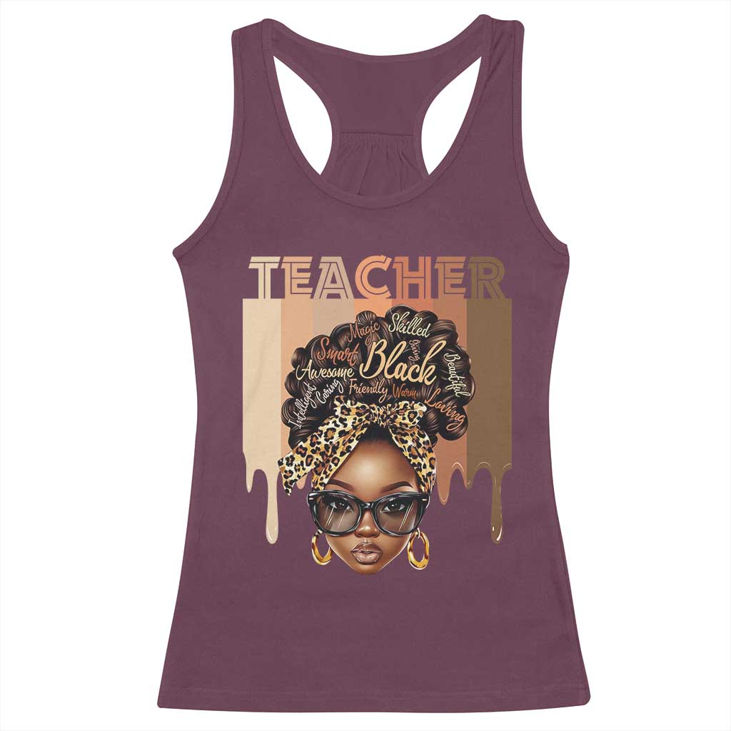 Black Teacher Magic Education Racerback Tank Top History Month Melanin Afro Hair
