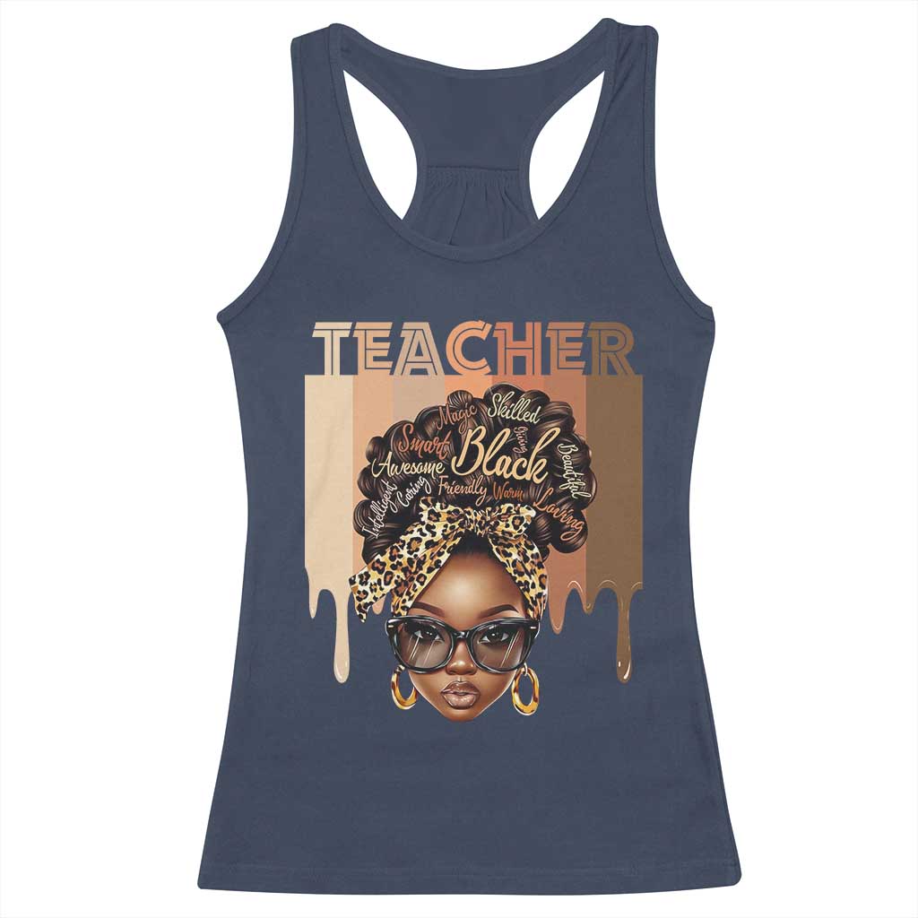 Black Teacher Magic Education Racerback Tank Top History Month Melanin Afro Hair