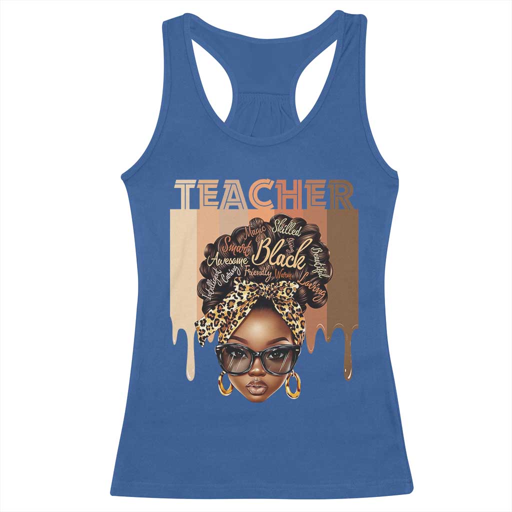 Black Teacher Magic Education Racerback Tank Top History Month Melanin Afro Hair