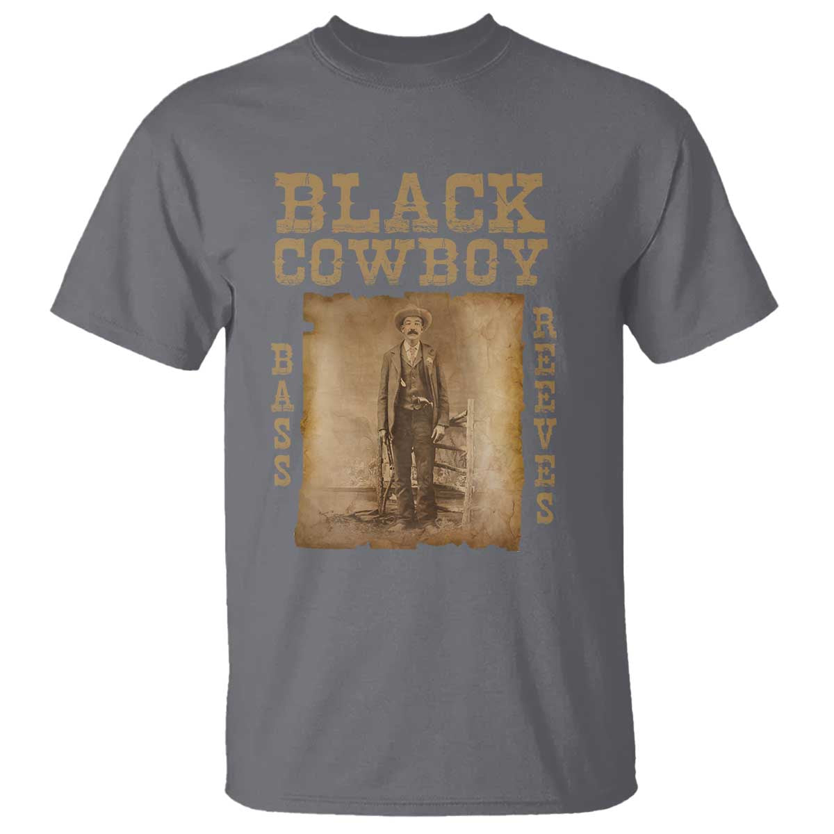Bass Reeves T Shirt Black Cowboy Western Legend Vintage
