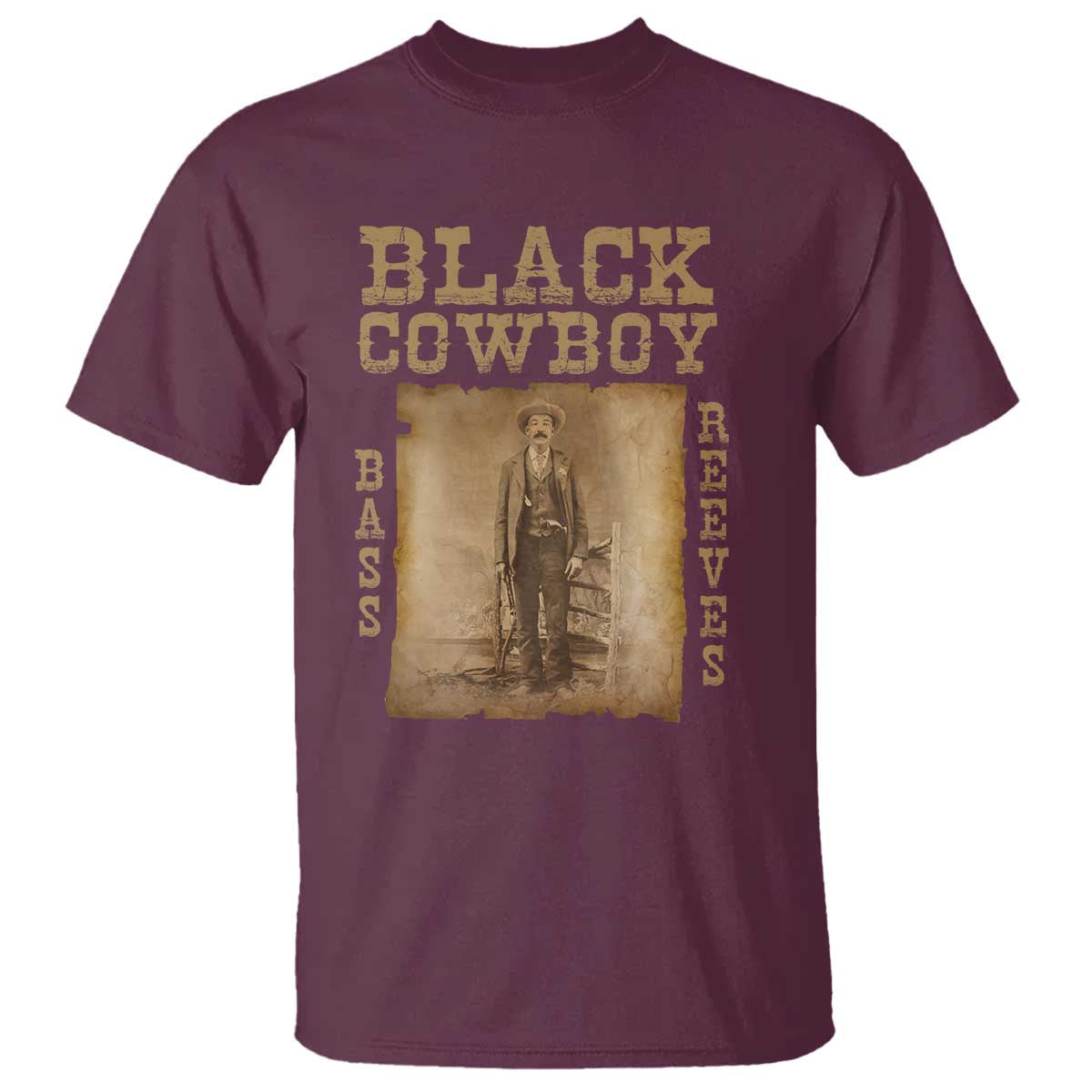 Bass Reeves T Shirt Black Cowboy Western Legend Vintage
