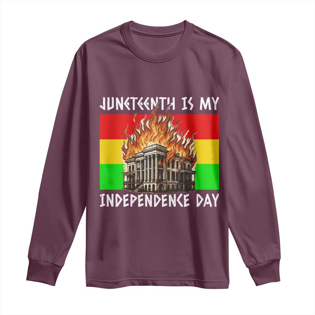 Juneteenth Is My Independence Day Long Sleeve Shirt Bold Afro Liberation Pan-African Flag - African Pride