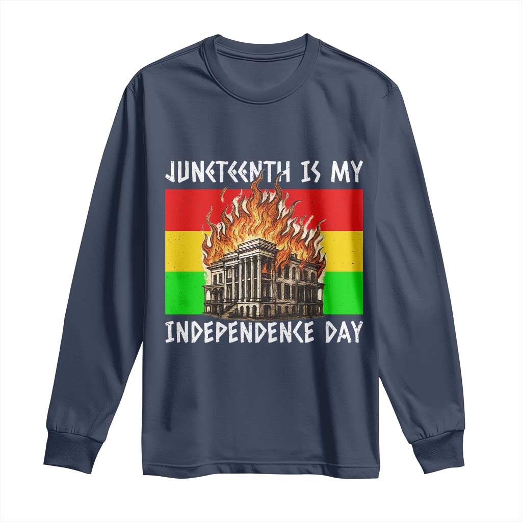 Juneteenth Is My Independence Day Long Sleeve Shirt Bold Afro Liberation Pan-African Flag - African Pride