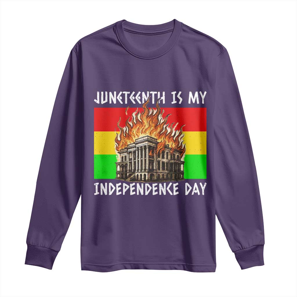 Juneteenth Is My Independence Day Long Sleeve Shirt Bold Afro Liberation Pan-African Flag - African Pride