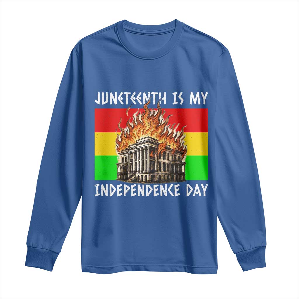 Juneteenth Is My Independence Day Long Sleeve Shirt Bold Afro Liberation Pan-African Flag - African Pride