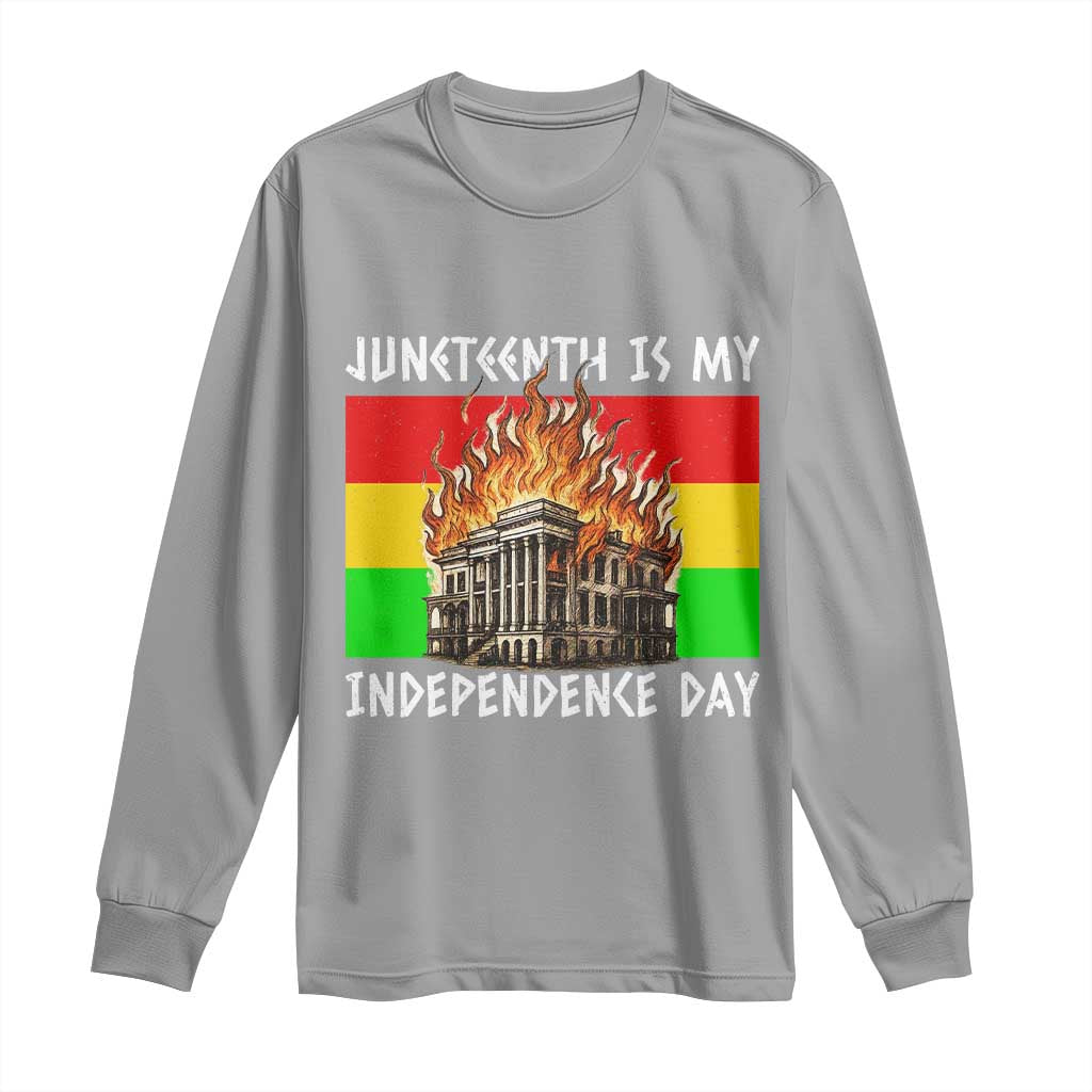Juneteenth Is My Independence Day Long Sleeve Shirt Bold Afro Liberation Pan-African Flag - African Pride