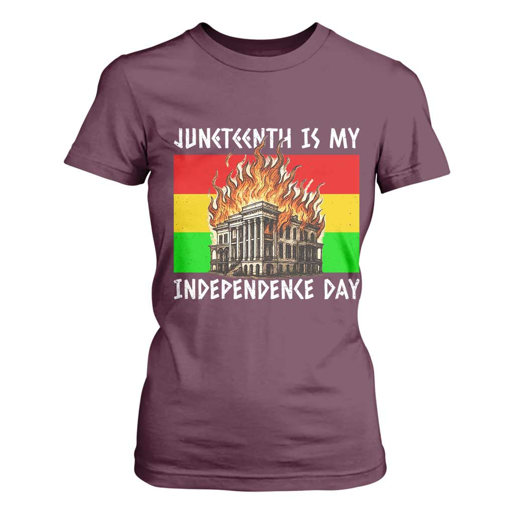 Juneteenth Is My Independence Day T Shirt For Women Bold Afro Liberation Pan-African Flag - African Pride