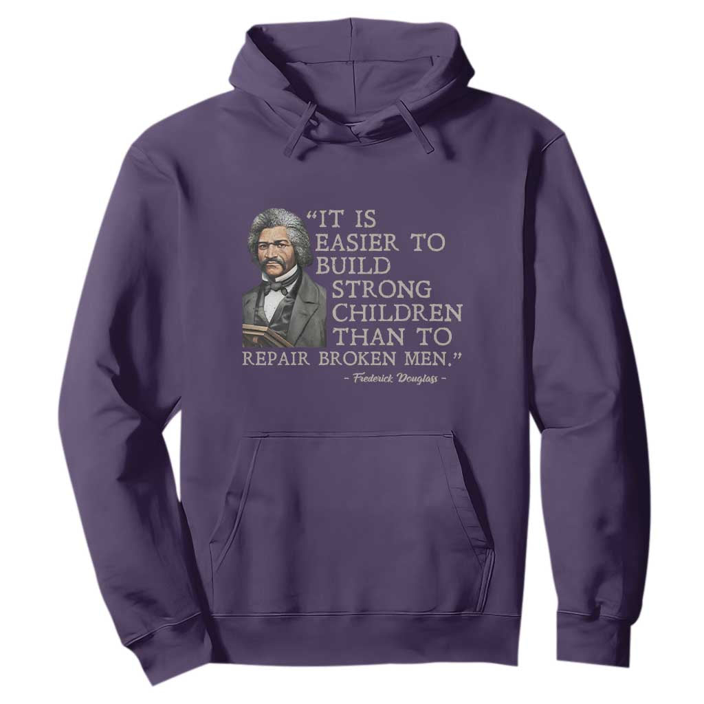 Vintage Frederick Douglass Hoodie It Is Easier To Build Strong Children Than To Repair Broken Men - African Pride
