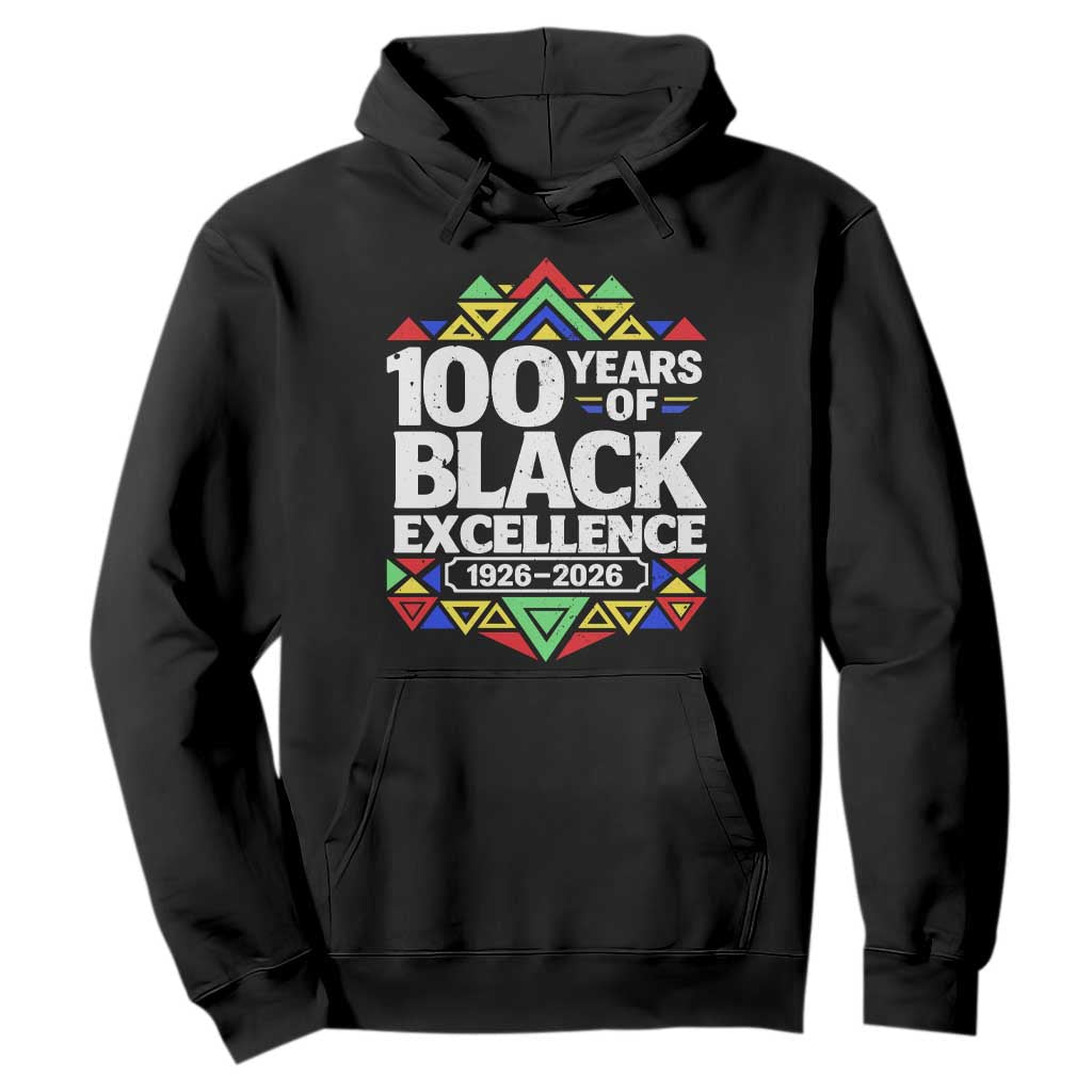 100 Years of Black Excellence 1926 2026 Hoodie African Tribal Pattern Heritage Celebrating Black History
