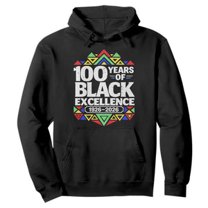 100 Years of Black Excellence 1926 2026 Hoodie African Tribal Pattern Heritage Celebrating Black History