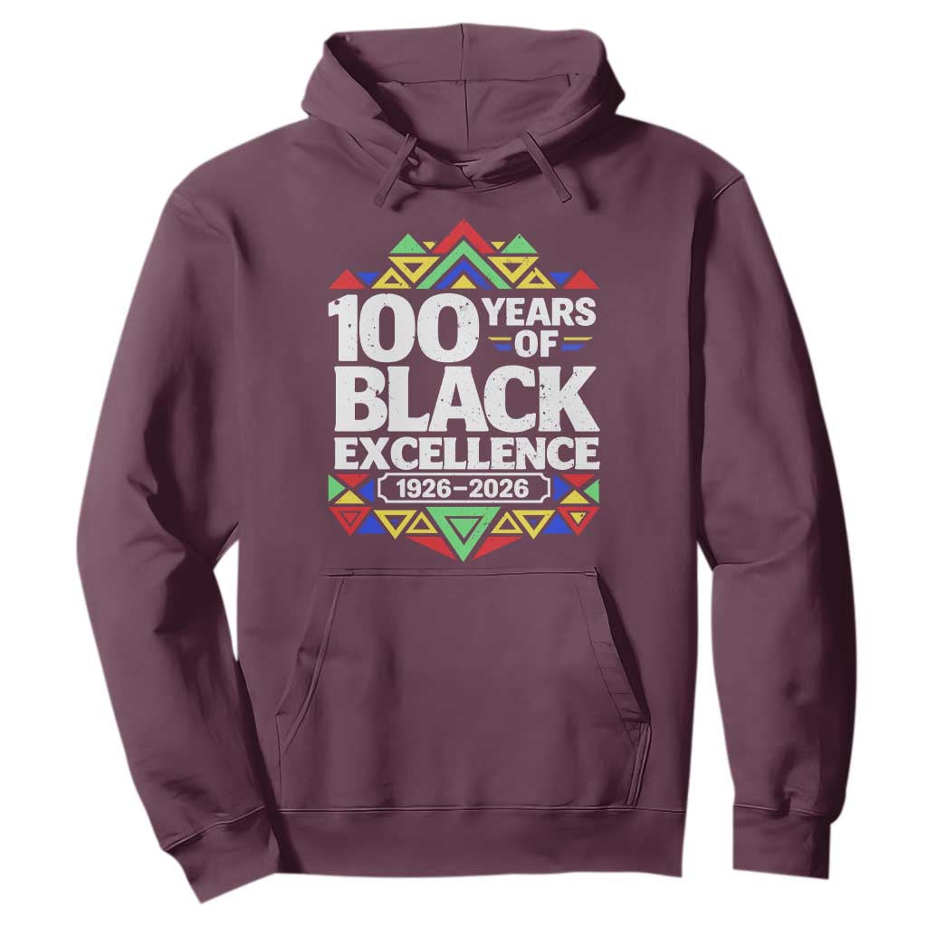 100 Years of Black Excellence 1926 2026 Hoodie African Tribal Pattern Heritage Celebrating Black History