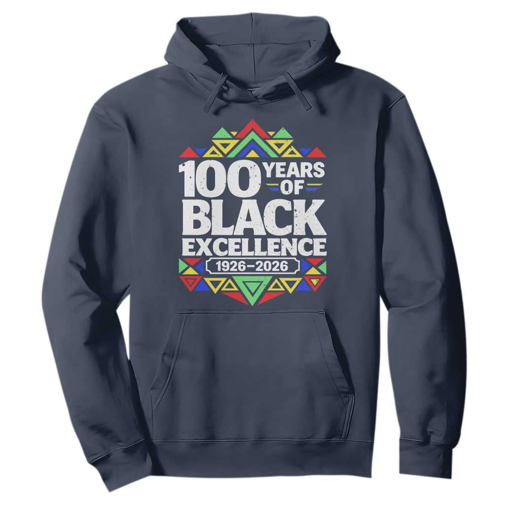 100 Years of Black Excellence 1926 2026 Hoodie African Tribal Pattern Heritage Celebrating Black History
