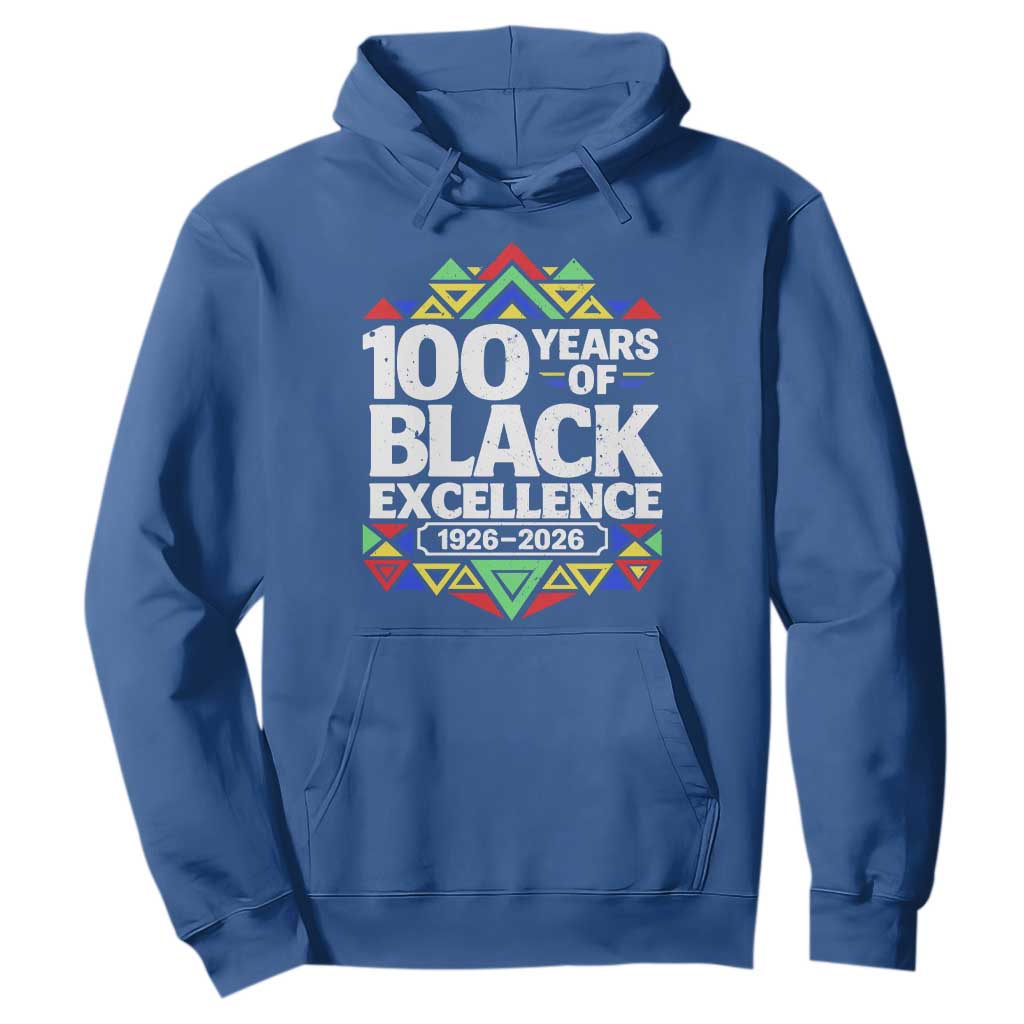 100 Years of Black Excellence 1926 2026 Hoodie African Tribal Pattern Heritage Celebrating Black History