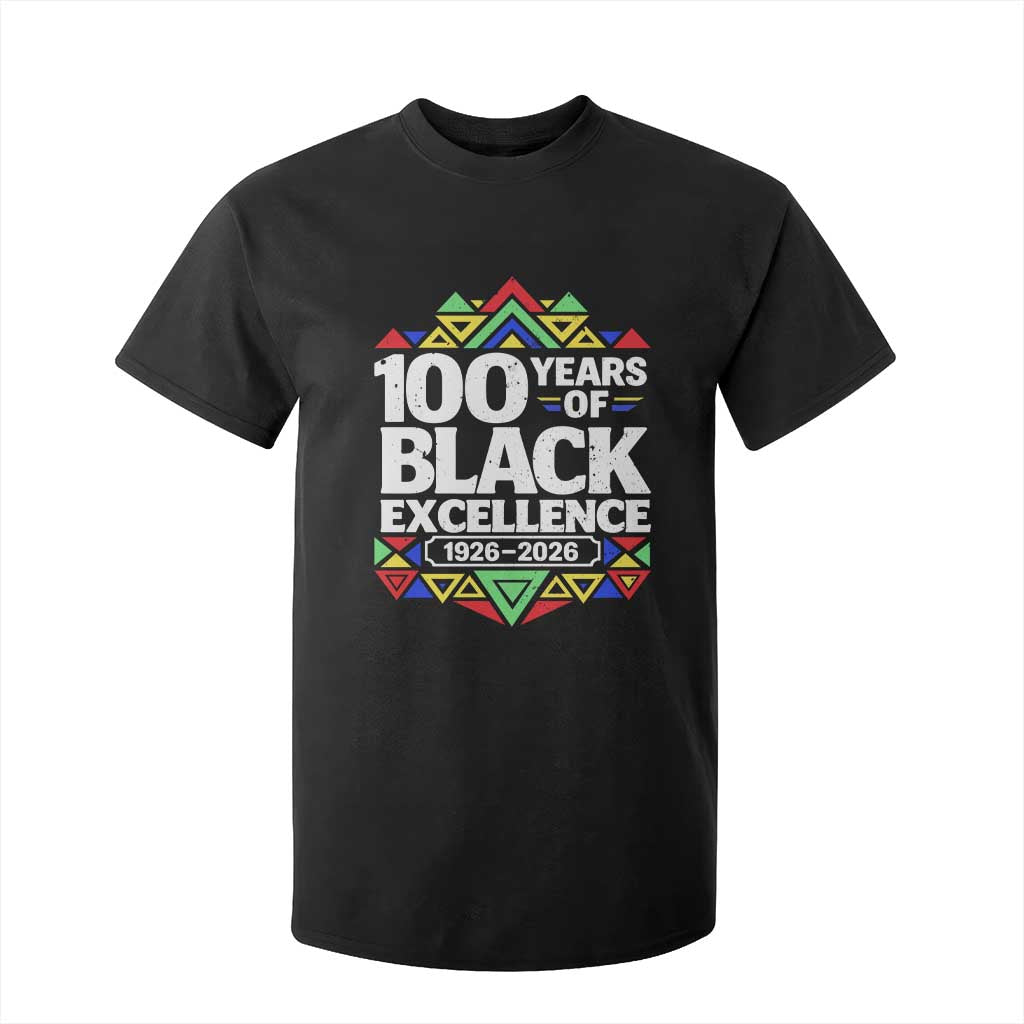 100 Years of Black Excellence 1926 2026 T Shirt For Kid African Tribal Pattern Heritage Celebrating Black History