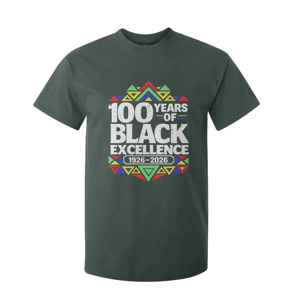 100 Years of Black Excellence 1926 2026 T Shirt For Kid African Tribal Pattern Heritage Celebrating Black History