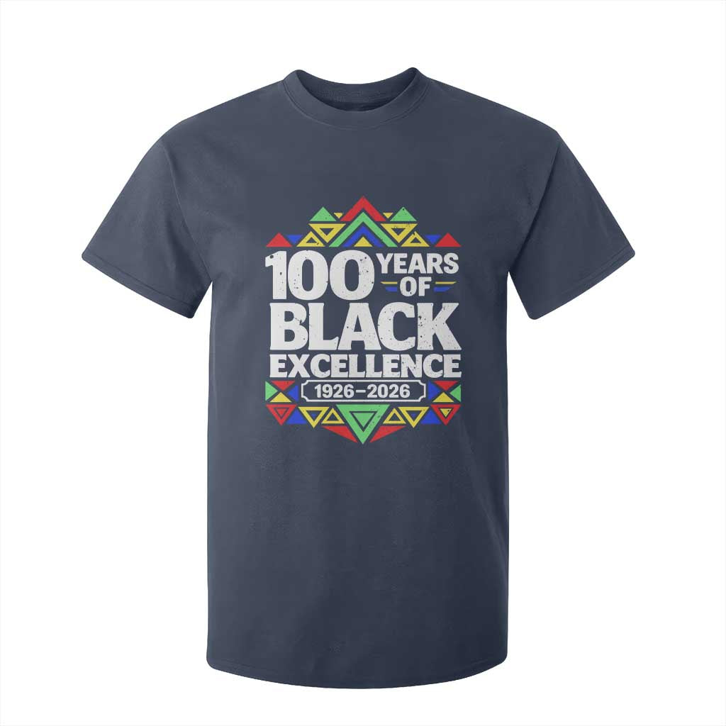 100 Years of Black Excellence 1926 2026 T Shirt For Kid African Tribal Pattern Heritage Celebrating Black History