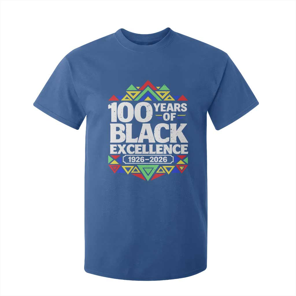 100 Years of Black Excellence 1926 2026 T Shirt For Kid African Tribal Pattern Heritage Celebrating Black History