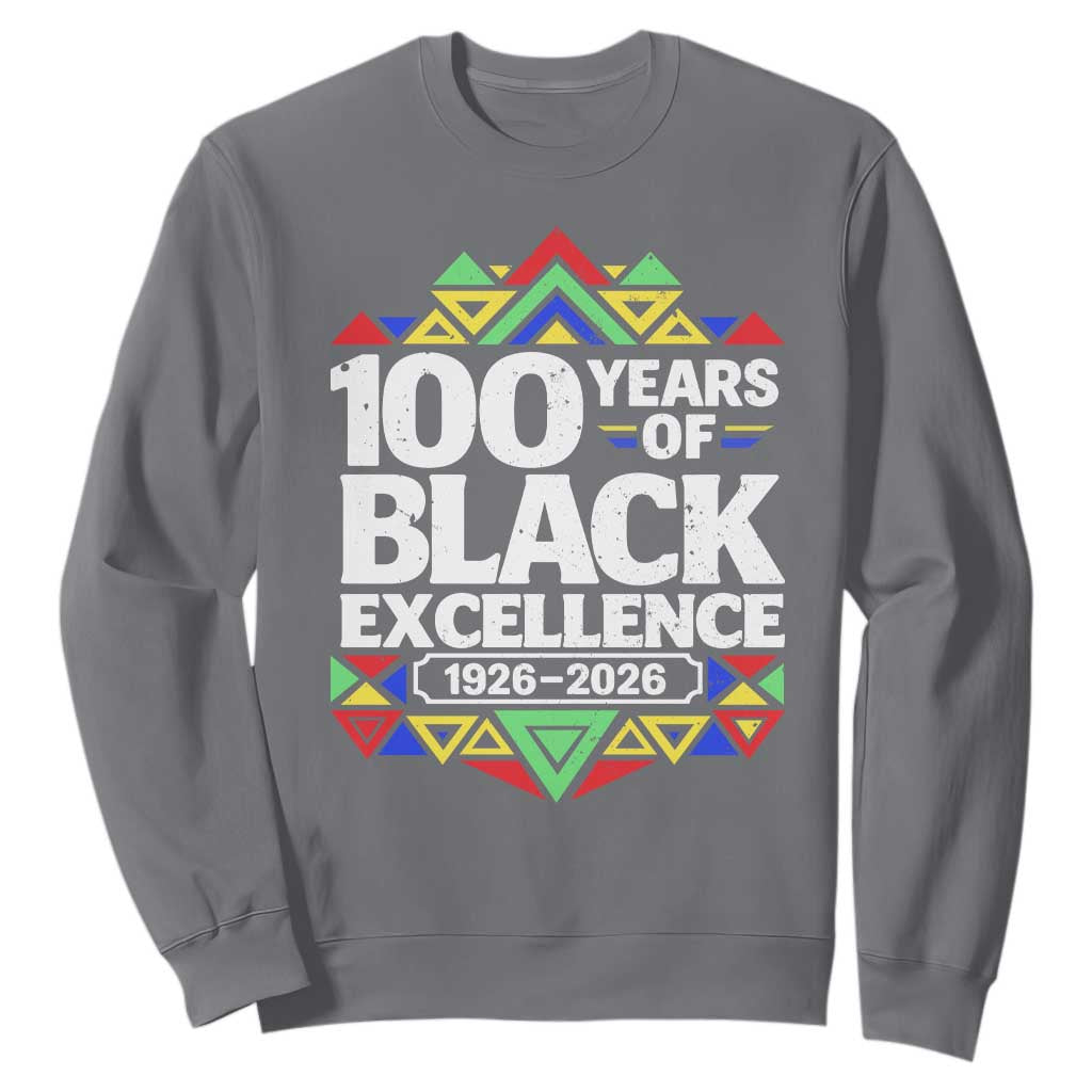 100 Years of Black Excellence 1926 2026 Sweatshirt African Tribal Pattern Heritage Celebrating Black History