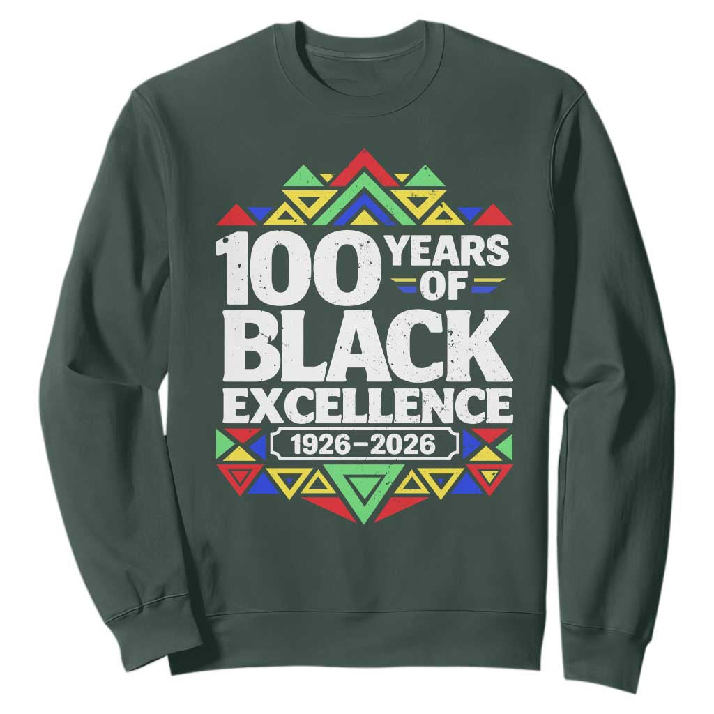 100 Years of Black Excellence 1926 2026 Sweatshirt African Tribal Pattern Heritage Celebrating Black History
