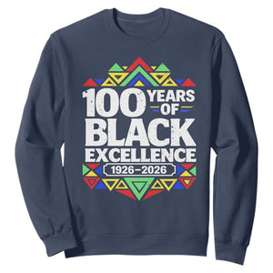 100 Years of Black Excellence 1926 2026 Sweatshirt African Tribal Pattern Heritage Celebrating Black History