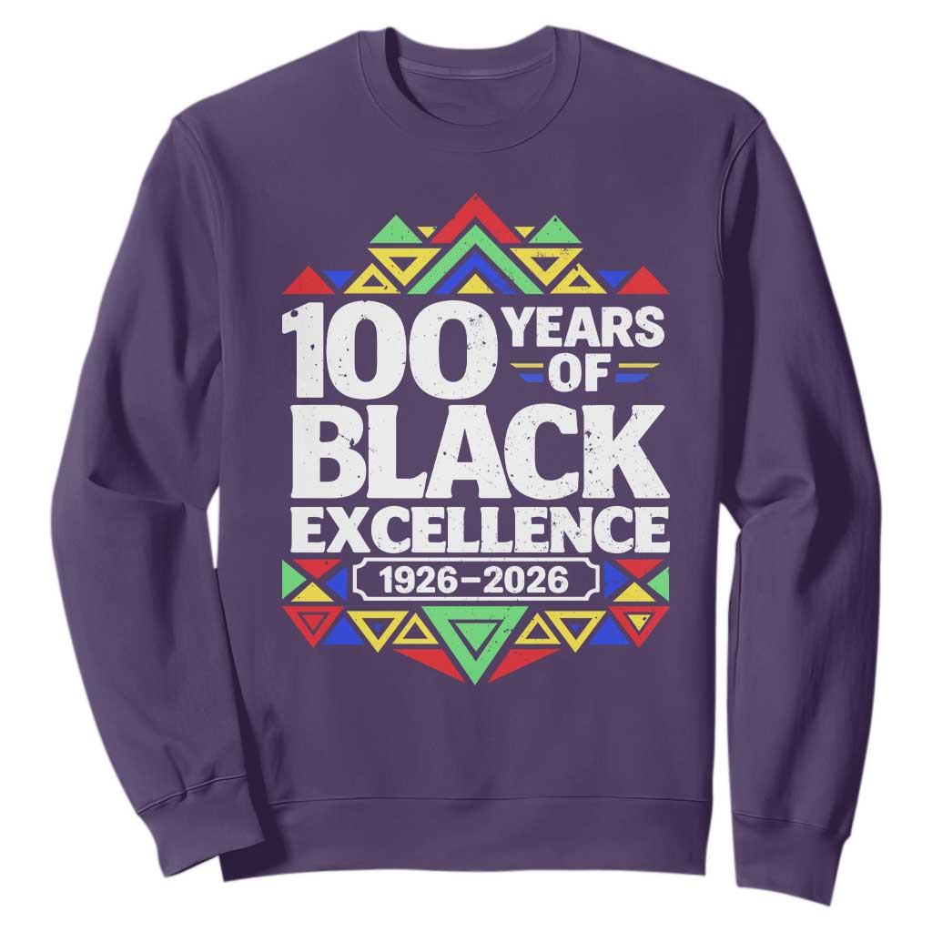 100 Years of Black Excellence 1926 2026 Sweatshirt African Tribal Pattern Heritage Celebrating Black History