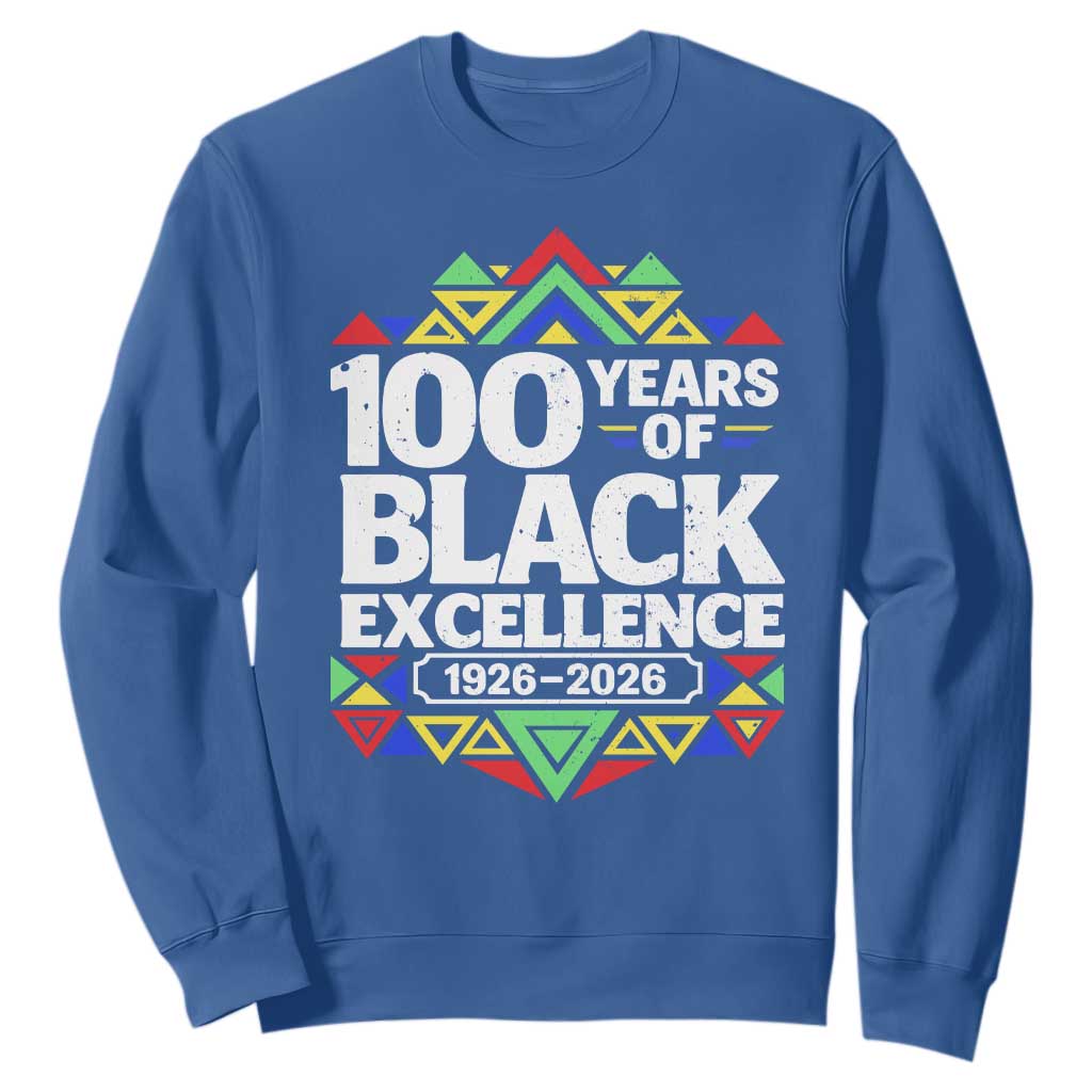 100 Years of Black Excellence 1926 2026 Sweatshirt African Tribal Pattern Heritage Celebrating Black History