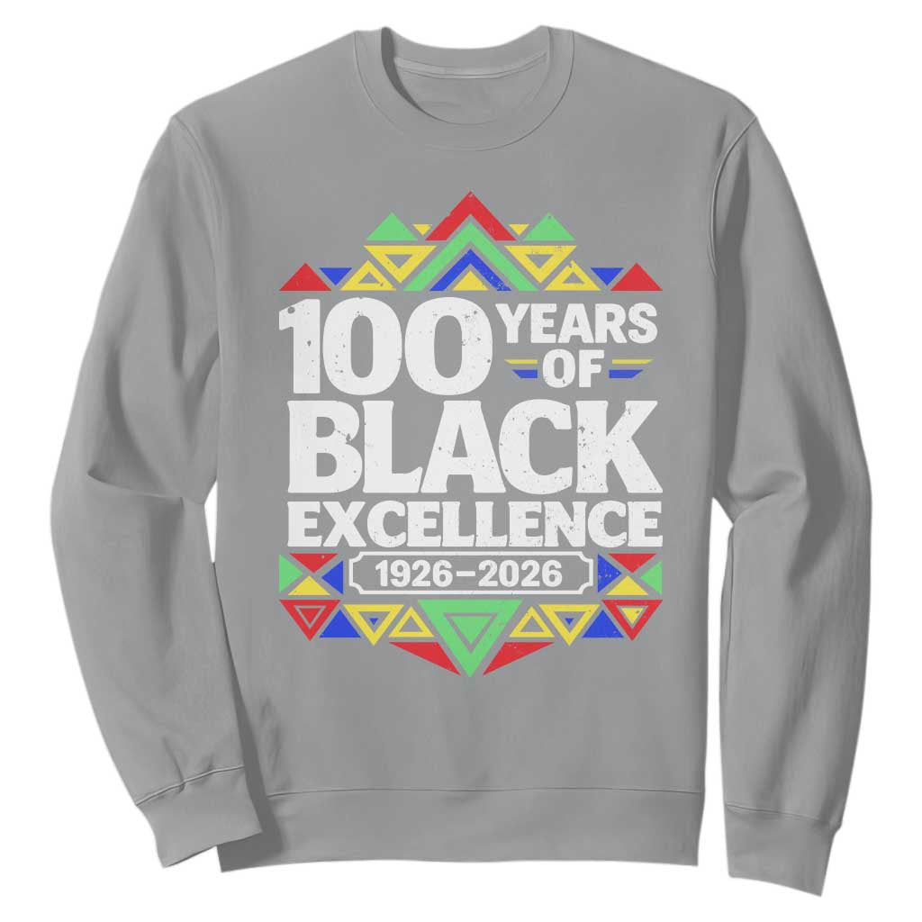 100 Years of Black Excellence 1926 2026 Sweatshirt African Tribal Pattern Heritage Celebrating Black History