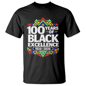 100 Years of Black Excellence 1926 2026 T Shirt African Tribal Pattern Heritage Celebrating Black History