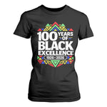100 Years of Black Excellence 1926 2026 T Shirt For Women African Tribal Pattern Heritage Celebrating Black History