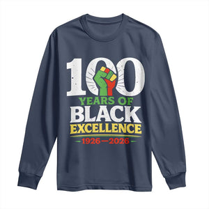 100 Years of Black Excellence 1926 2026 Long Sleeve Shirt Pan-African Raised Fist Pride Honoring Black History Legacy