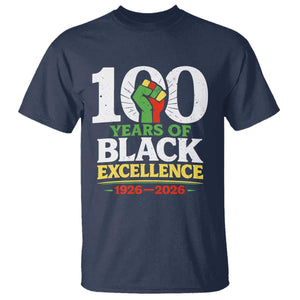 100 Years of Black Excellence 1926 2026 T Shirt Pan-African Raised Fist Pride Honoring Black History Legacy