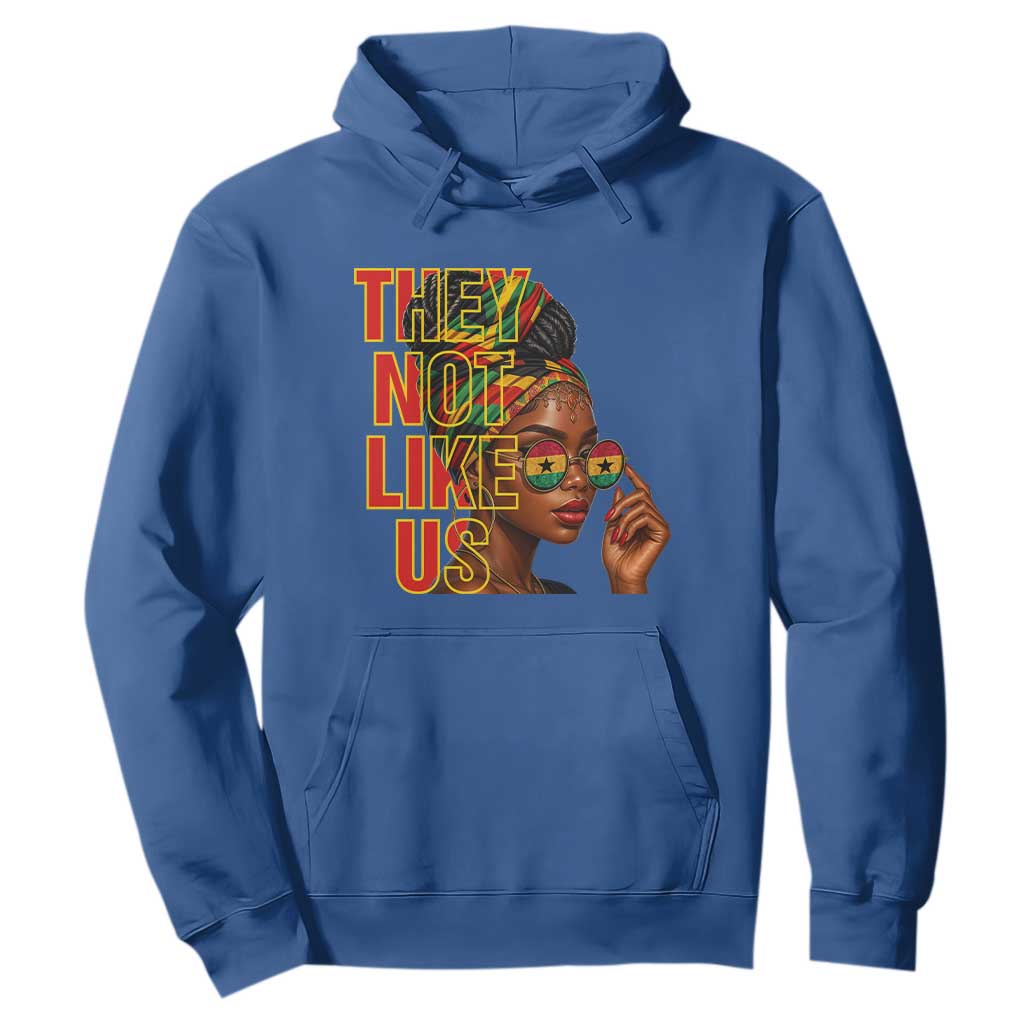 They Not Like Us Afro Queen Hoodie Melanin Magic Woman witth Headwrap and Sunglasses - African Pride