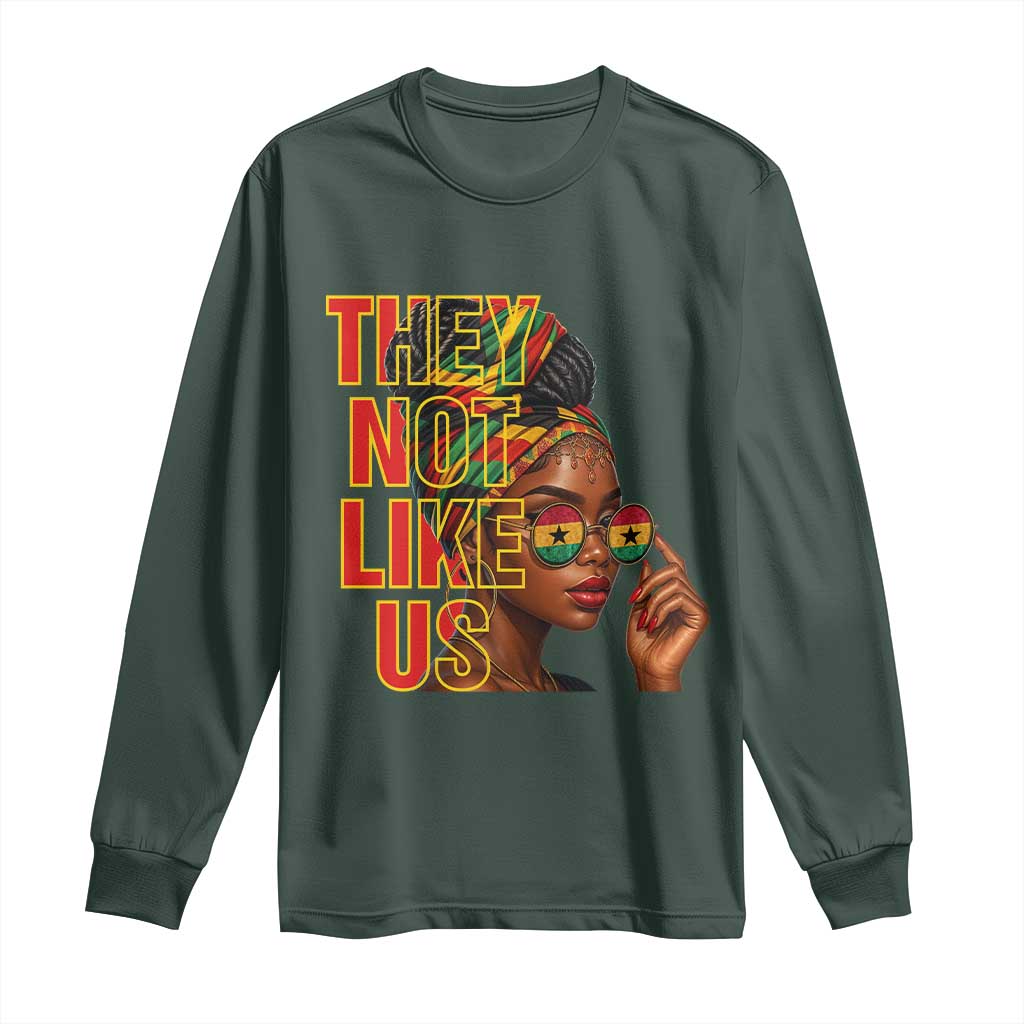 They Not Like Us Afro Queen Long Sleeve Shirt Melanin Magic Woman witth Headwrap and Sunglasses - African Pride