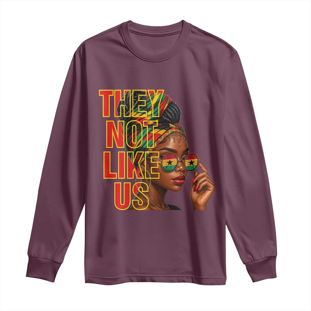 They Not Like Us Afro Queen Long Sleeve Shirt Melanin Magic Woman witth Headwrap and Sunglasses - African Pride