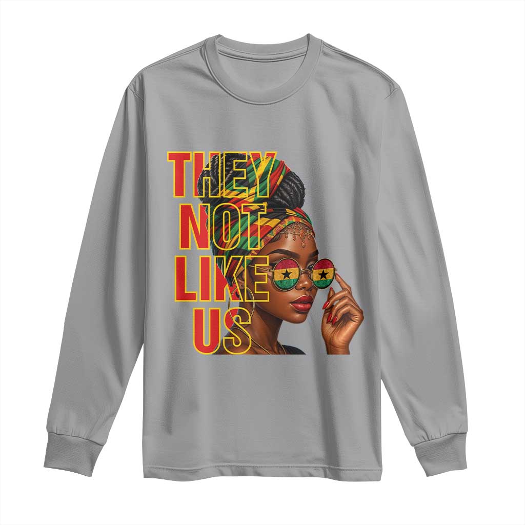 They Not Like Us Afro Queen Long Sleeve Shirt Melanin Magic Woman witth Headwrap and Sunglasses - African Pride