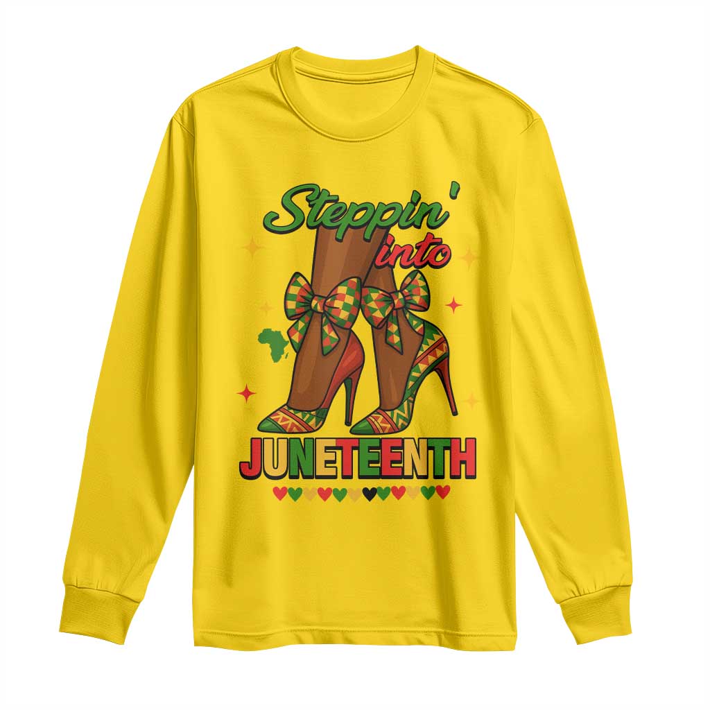 Stepping Into Juneteenth Long Sleeve Shirt Afro Diva High with African Pride - African Pride