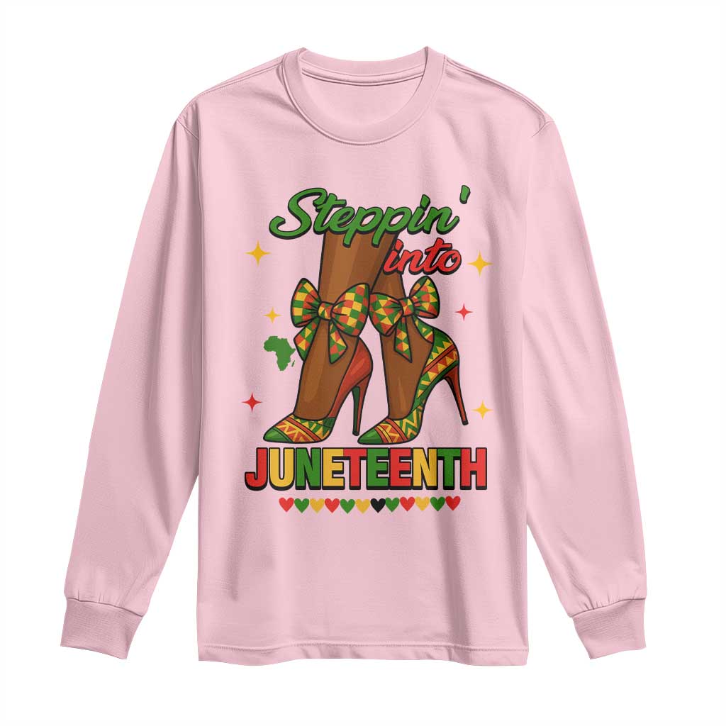 Stepping Into Juneteenth Long Sleeve Shirt Afro Diva High with African Pride - African Pride