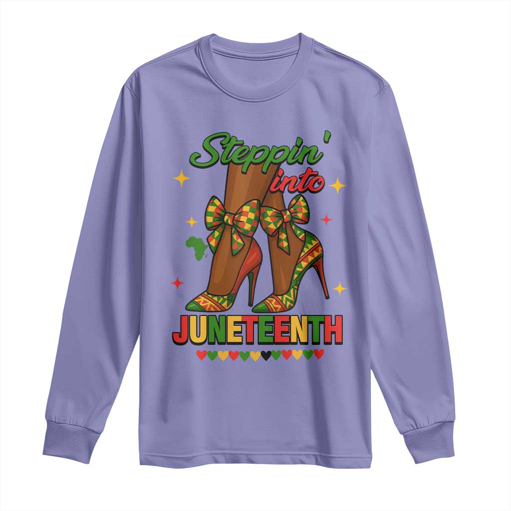 Stepping Into Juneteenth Long Sleeve Shirt Afro Diva High with African Pride - African Pride