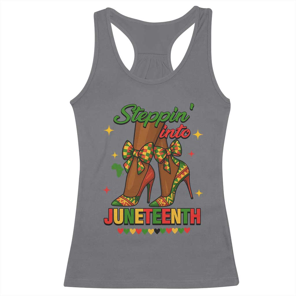 Stepping Into Juneteenth Racerback Tank Top Afro Diva High with African Pride - African Pride
