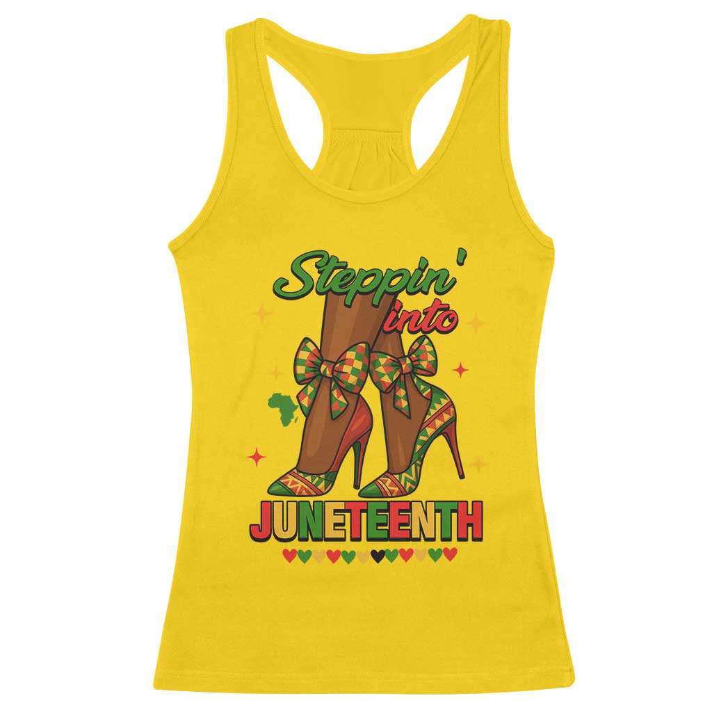 Stepping Into Juneteenth Racerback Tank Top Afro Diva High with African Pride - African Pride