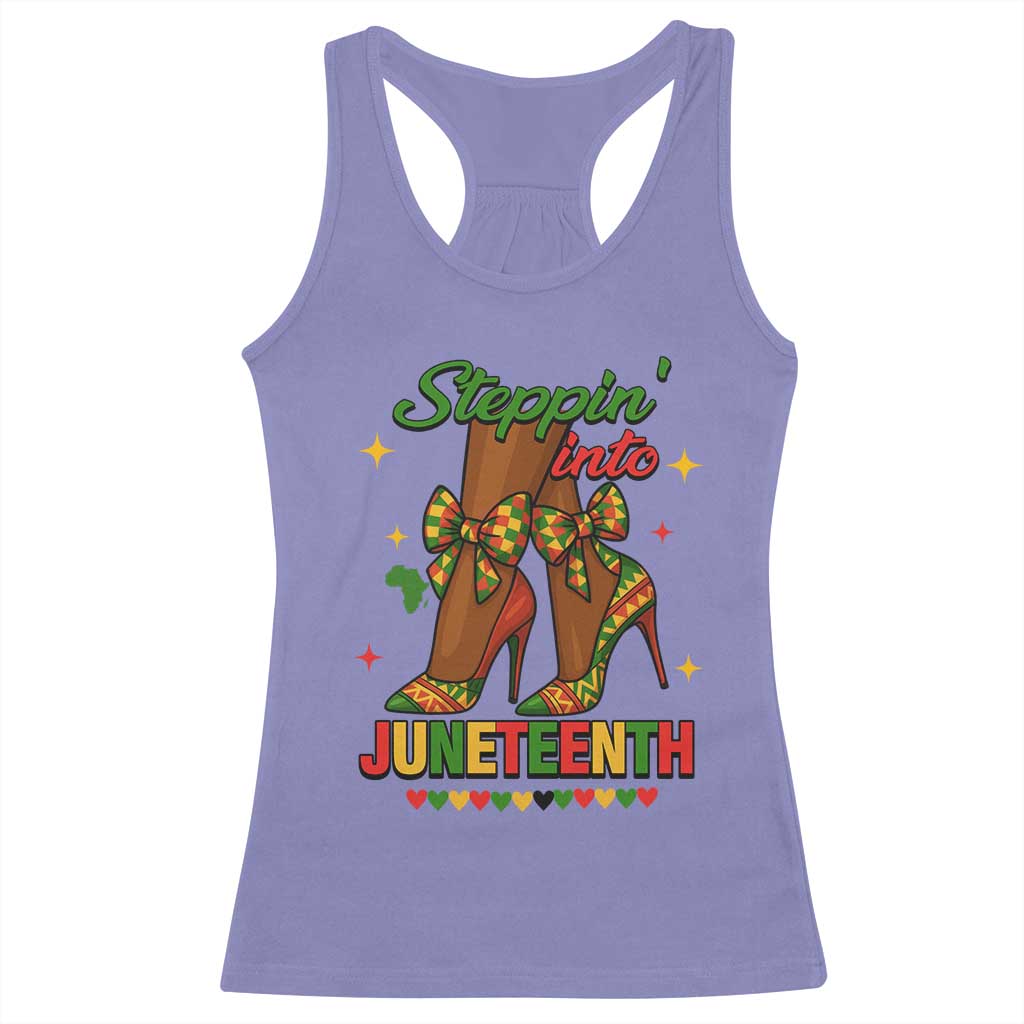 Stepping Into Juneteenth Racerback Tank Top Afro Diva High with African Pride - African Pride