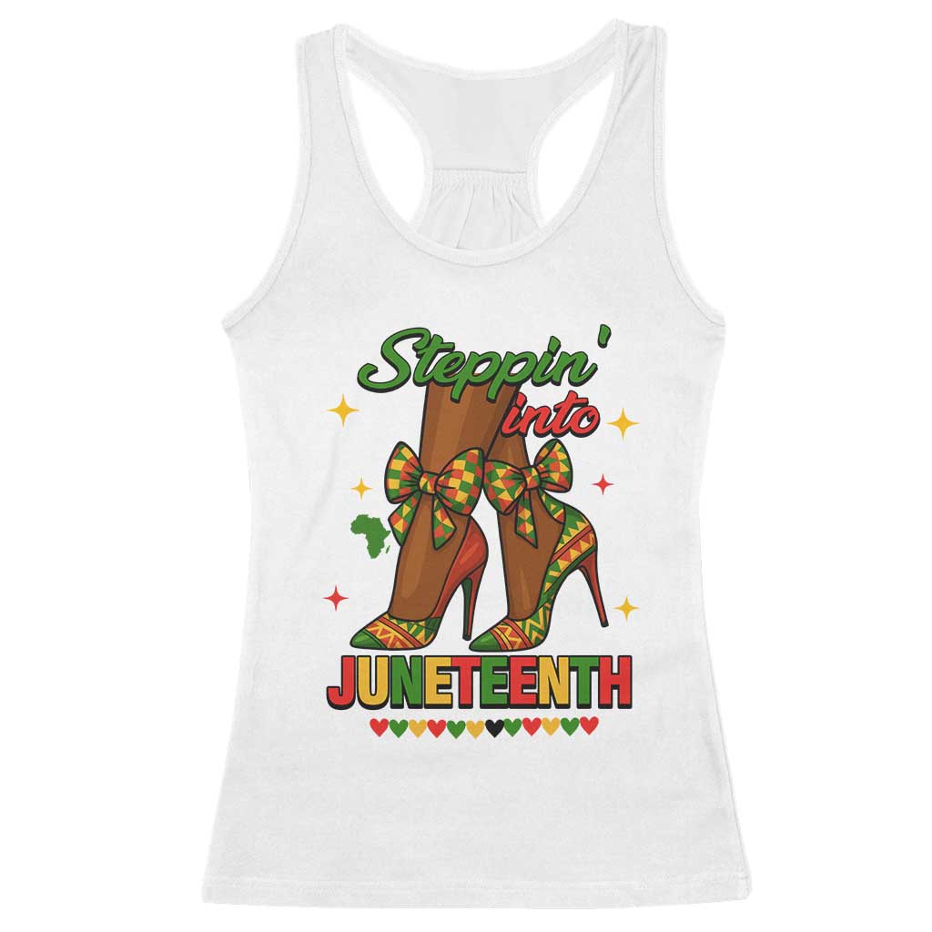 Stepping Into Juneteenth Racerback Tank Top Afro Diva High with African Pride - African Pride