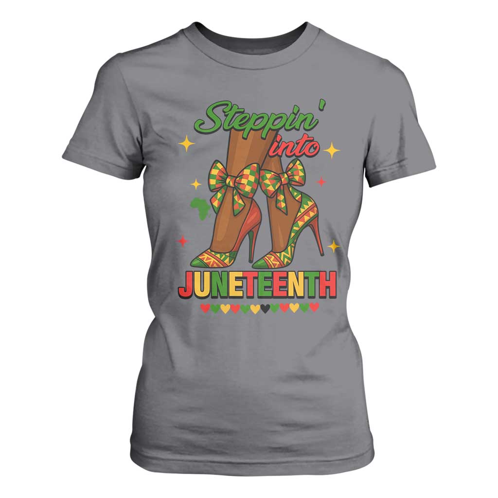 Stepping Into Juneteenth T Shirt For Women Afro Diva High with African Pride - African Pride