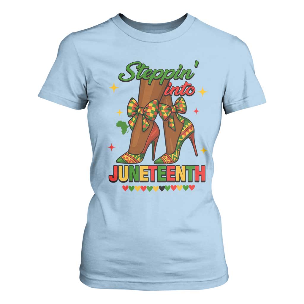 Stepping Into Juneteenth T Shirt For Women Afro Diva High with African Pride - African Pride