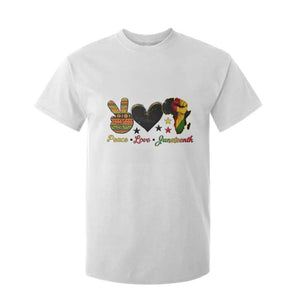 Peace Love Juneteenth T Shirt For Kid 1865 Heart Kente Peace Sign Africa Fist - African Pride