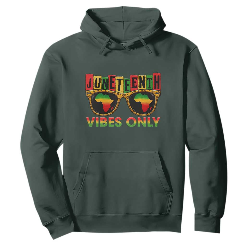 Juneteenth Vibes Only Hoodie Afro Pride Sunglasses Black History Celebration - African Pride