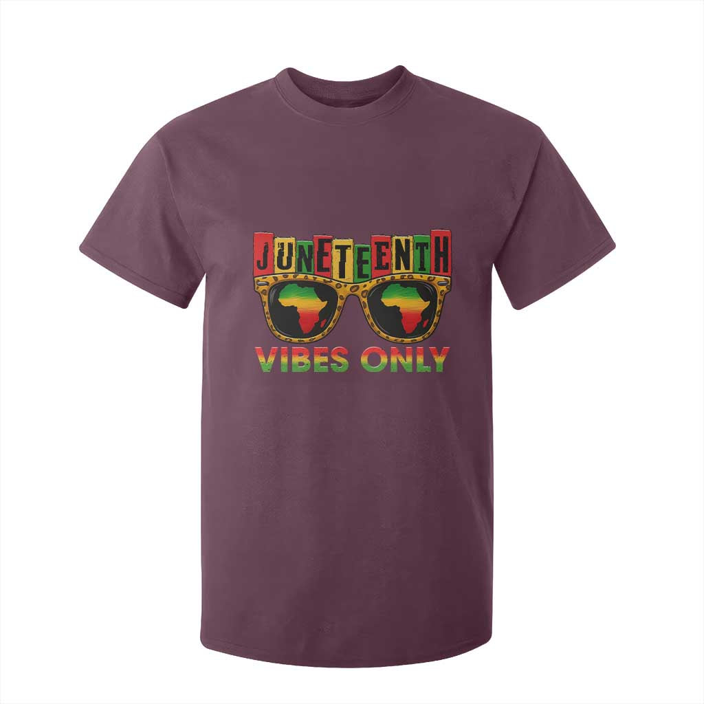 Juneteenth Vibes Only T Shirt For Kid Afro Pride Sunglasses Black History Celebration - African Pride