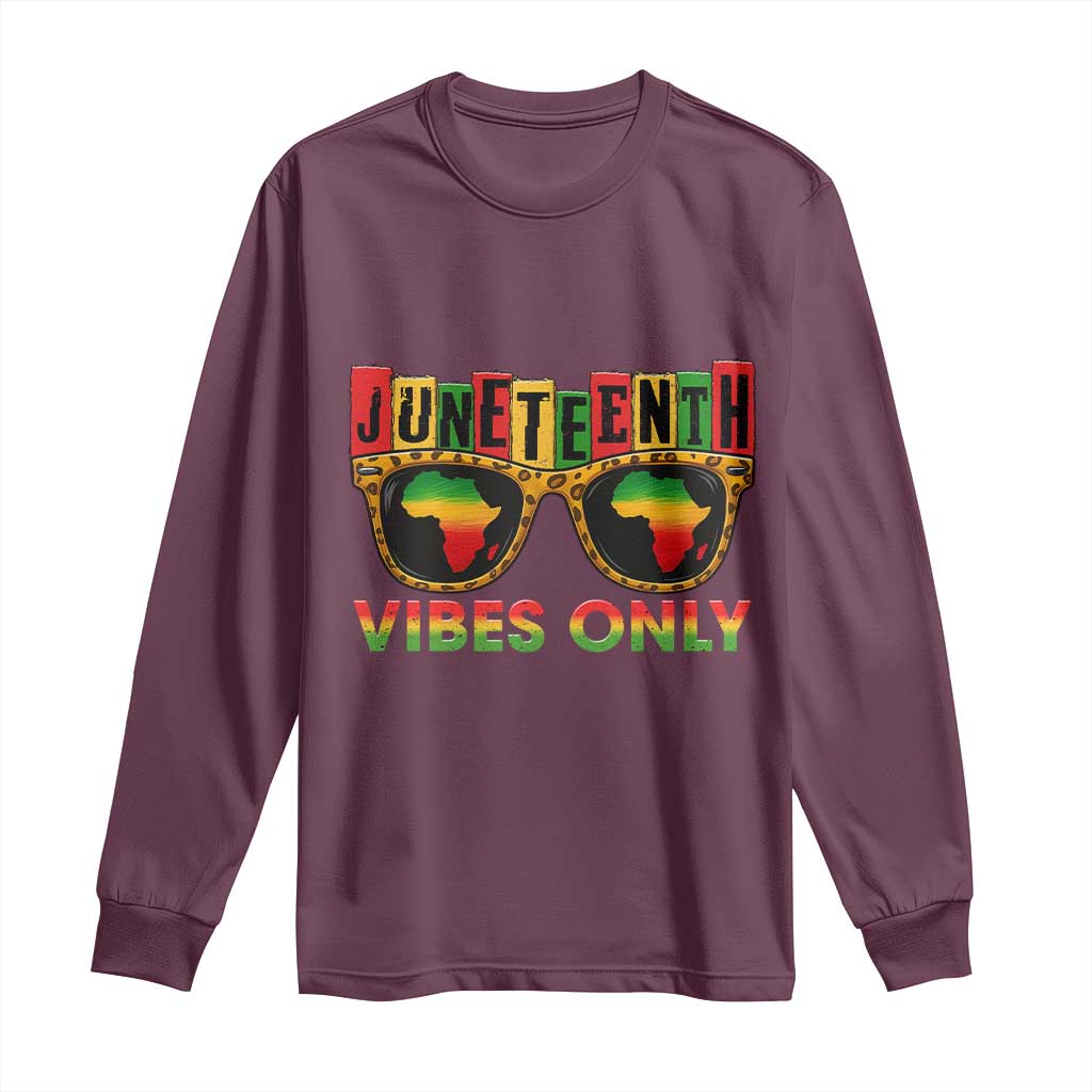 Juneteenth Vibes Only Long Sleeve Shirt Afro Pride Sunglasses Black History Celebration - African Pride