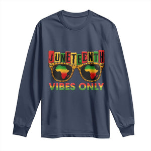 Juneteenth Vibes Only Long Sleeve Shirt Afro Pride Sunglasses Black History Celebration - African Pride